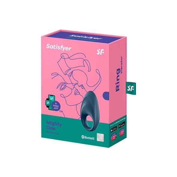 Emballage du Satisfyer Mighty One Ring avec illustration du produit et logo de la marque.