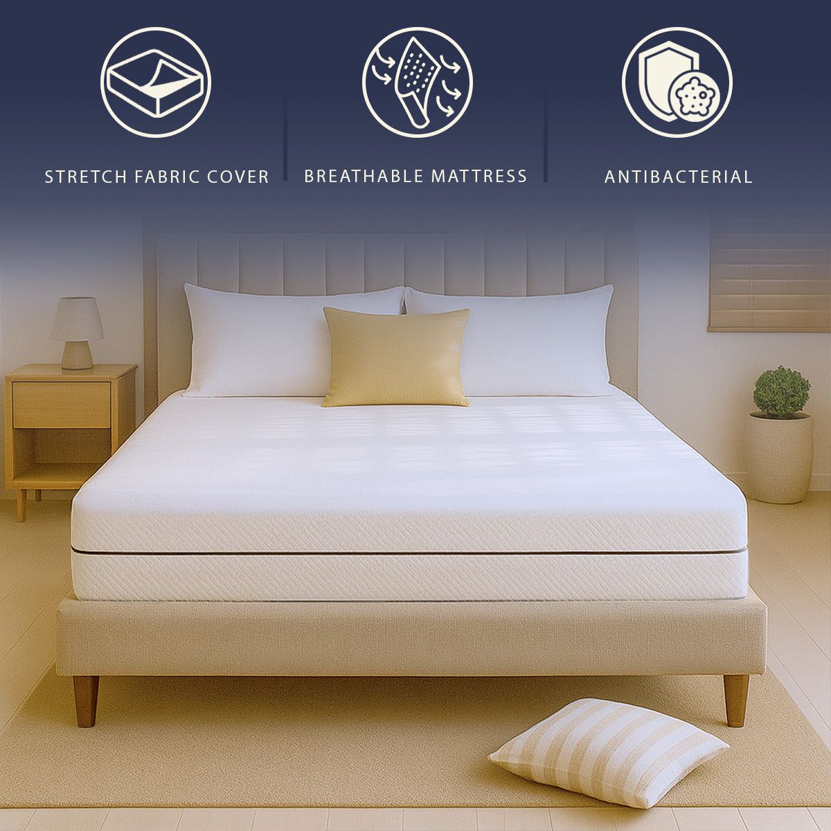 The White Stone Matras 90x200 cm van Hypoallergeen Schuim | Hoogte 14 cm