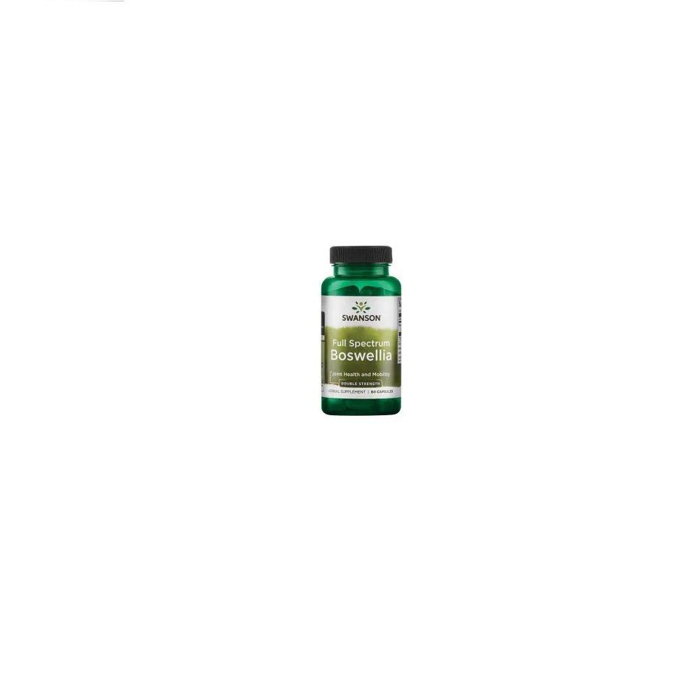 Bouteille verte de capsules Swanson Boswellia spectre complet. Bouchon noir.