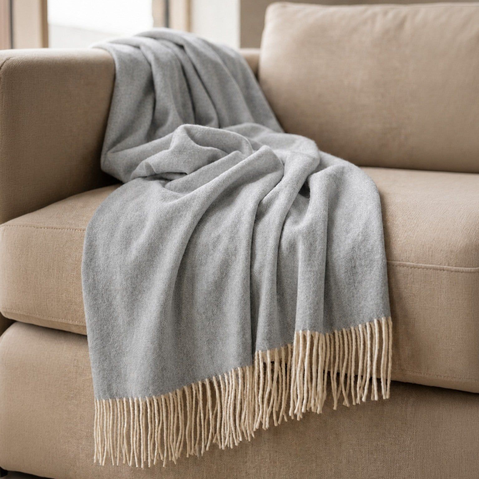 Werpdeken 130x170 cm Cotton Blend Lichtgrijs | Lichtgewicht Deken 250 g/m² voor Bank en Bed