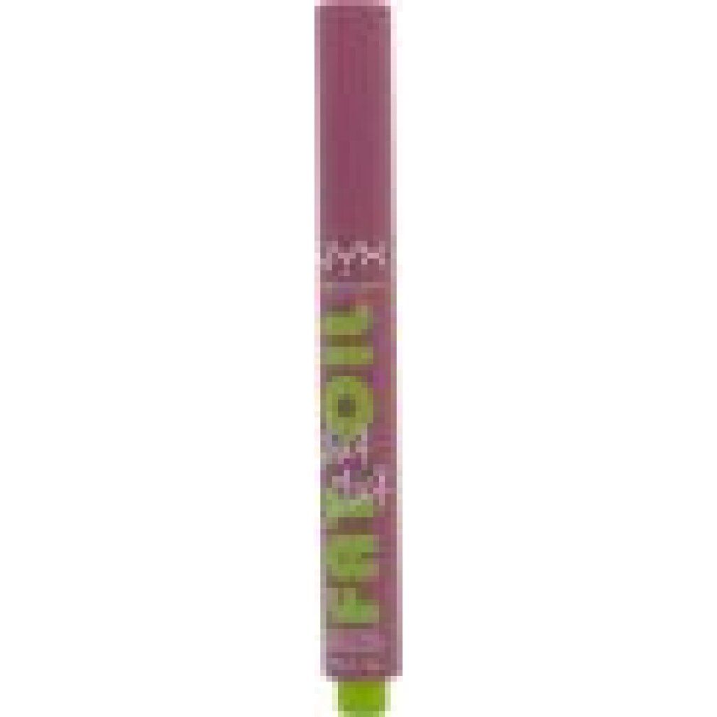 Bâton d'huile à lèvres. Bâton rose avec embout vert. Inscription: FAT OIL slick click, NYX Professional Makeup.