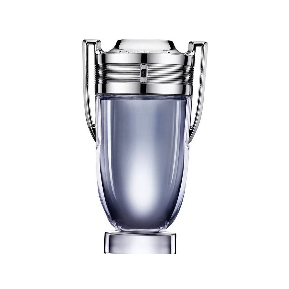 Flacon Paco Rabanne Invictus Eau de Toilette avec bouchon argenté.