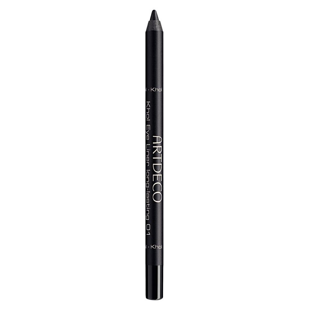 Crayon khôl noir. Inscription : ARTDECO, Khol Eye Liner long-lasting N01. Pointe et extrémité noires.