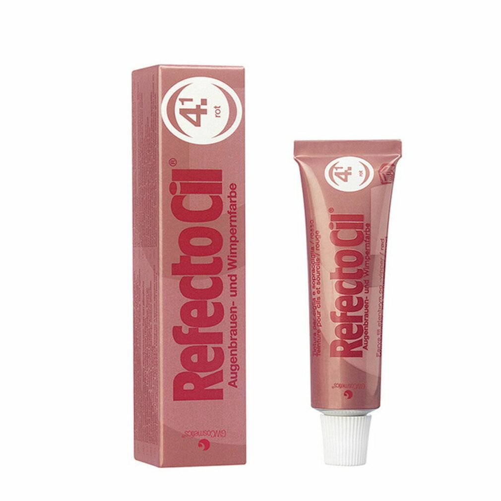 RefectoCil 4.1 wimperverf rood, tube en verpakking. Opschrift: wenkbrauw- en wimperverf.
