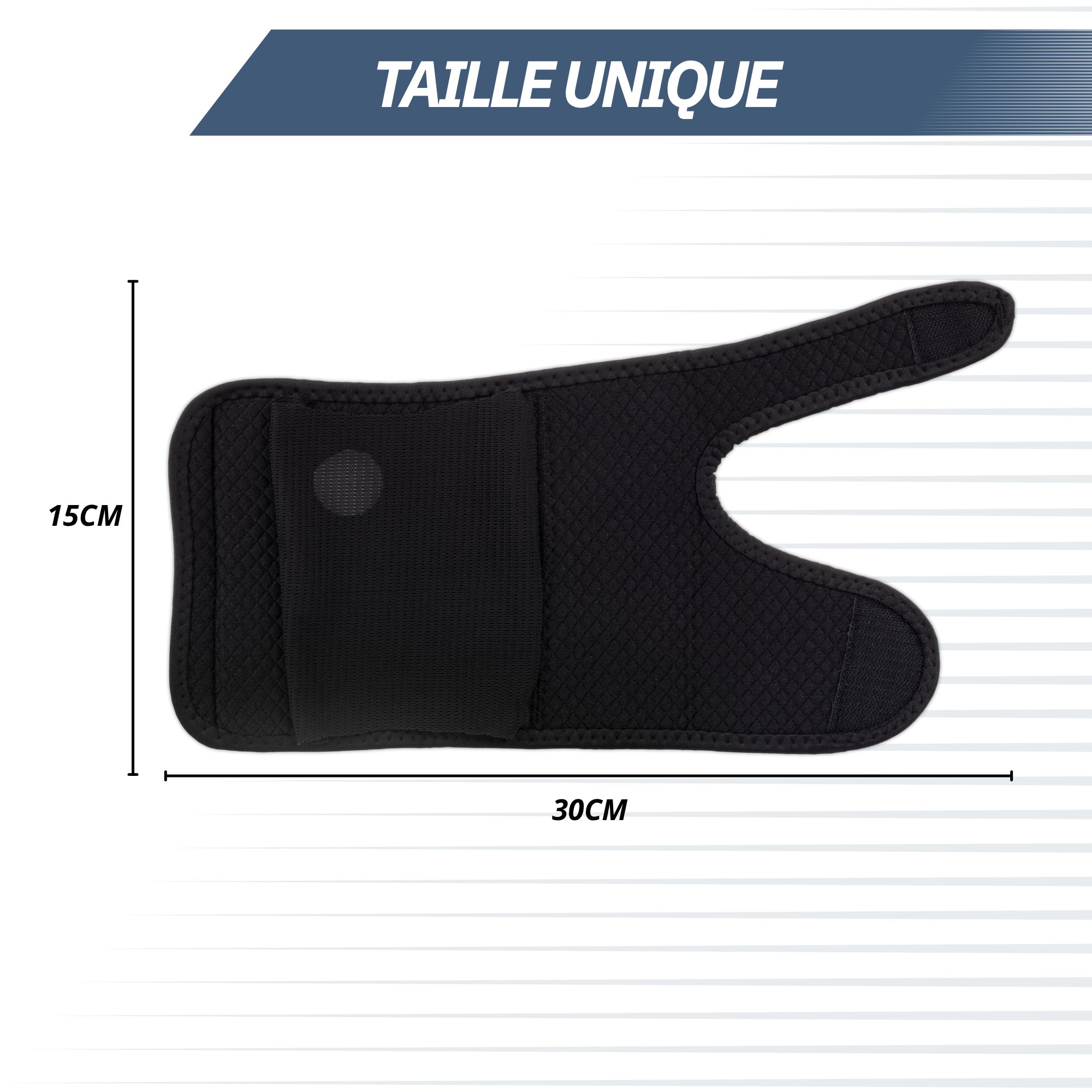 Contenu de l'emballage : pochette, notice et genouillère noire.