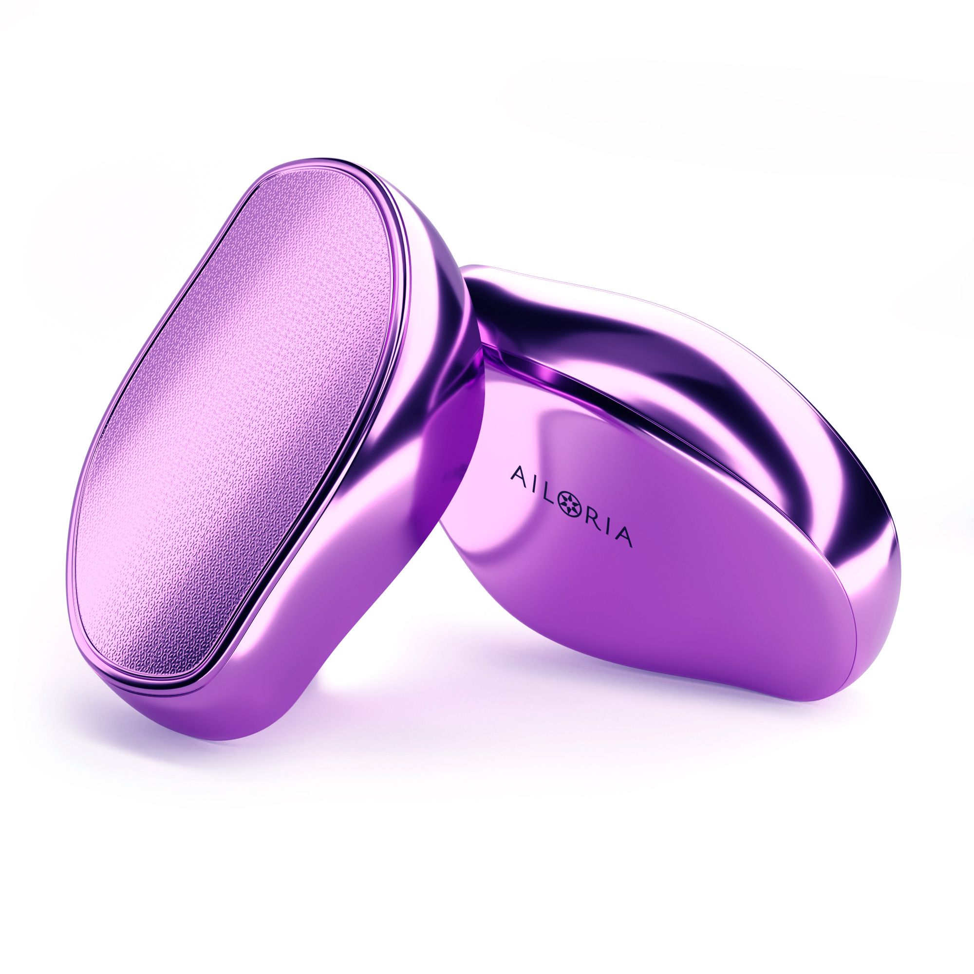Deux limes à pieds violettes. Surface brillante, forme ovale, logo AILORIA.