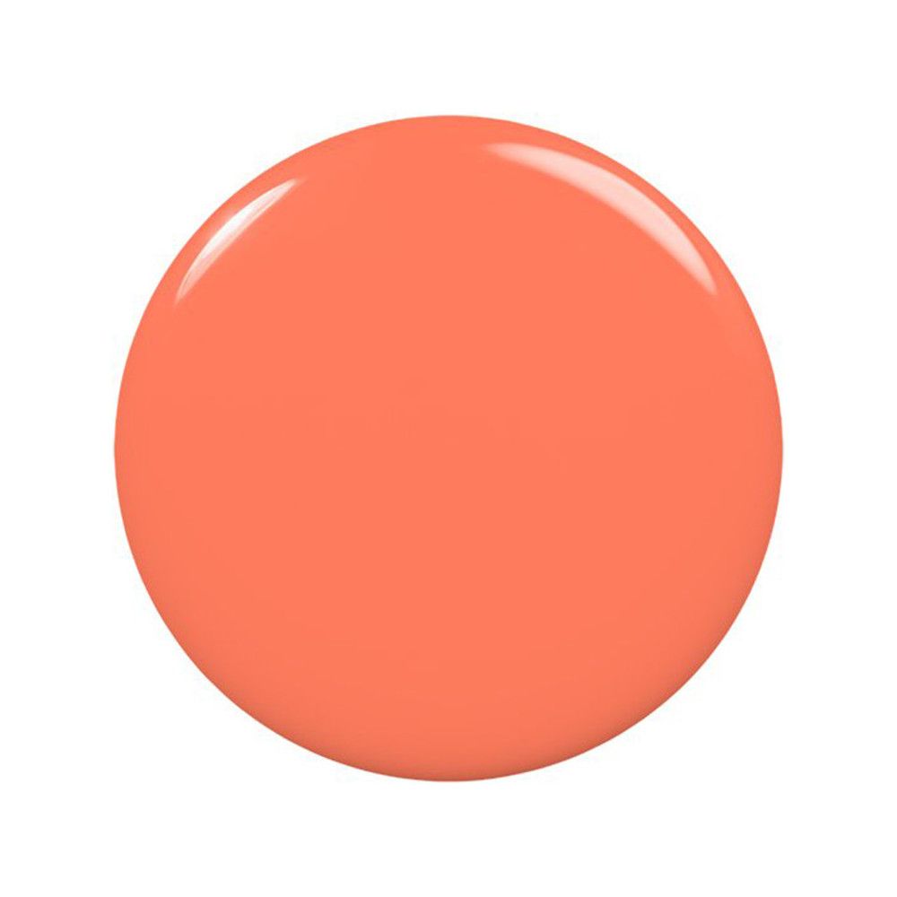 Cirkelvormige vlek nagellak in koraalrood. Glanzend oppervlak.