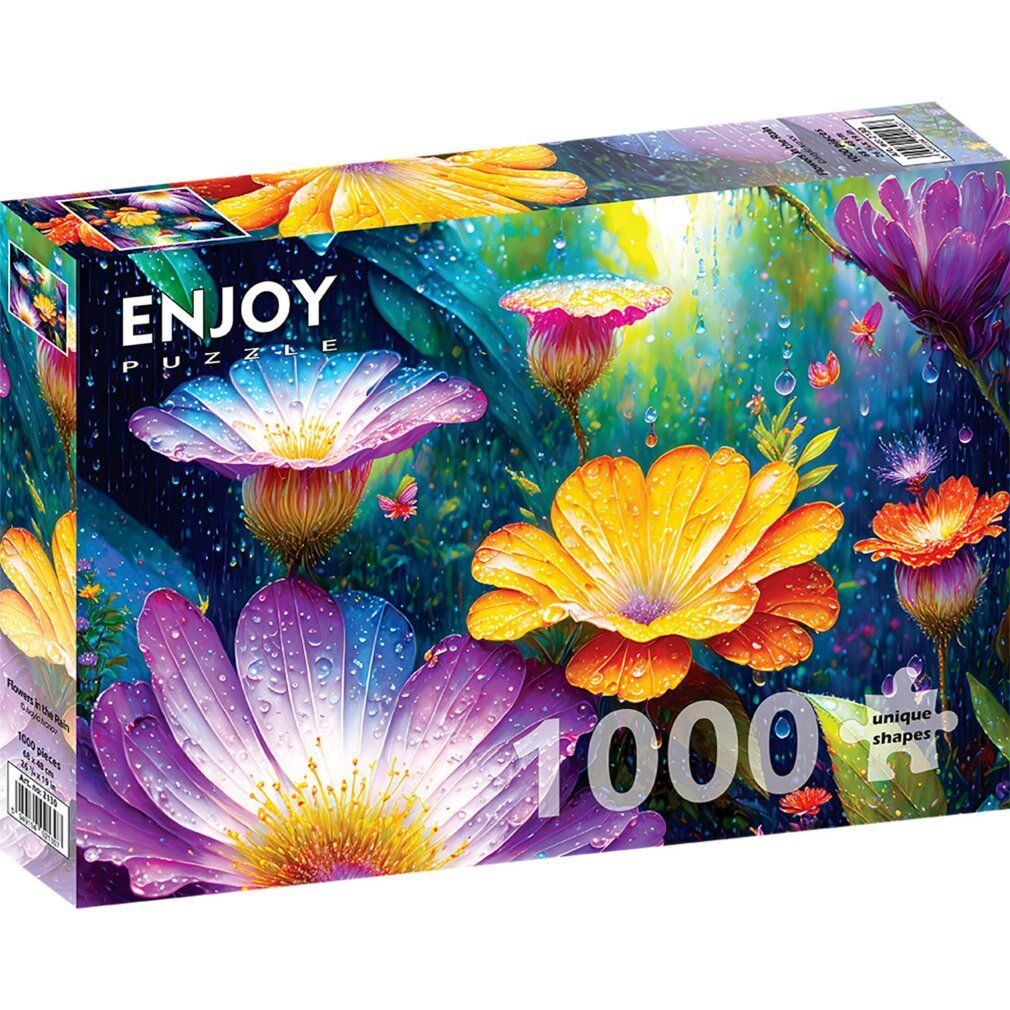 enjoy Puzzel bloemen in regen 1000 stukken