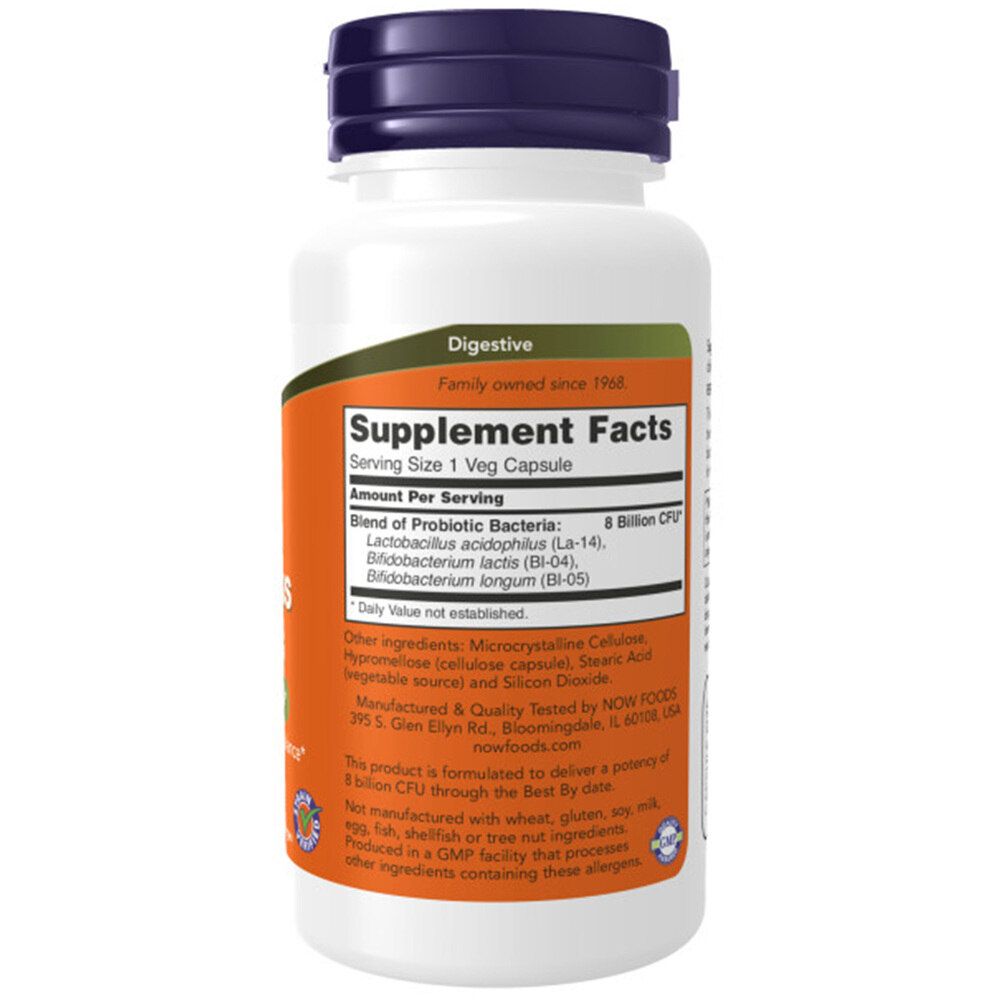 Étiquette de bouteille avec informations nutritionnelles pour un produit digestif contenant des probiotiques.