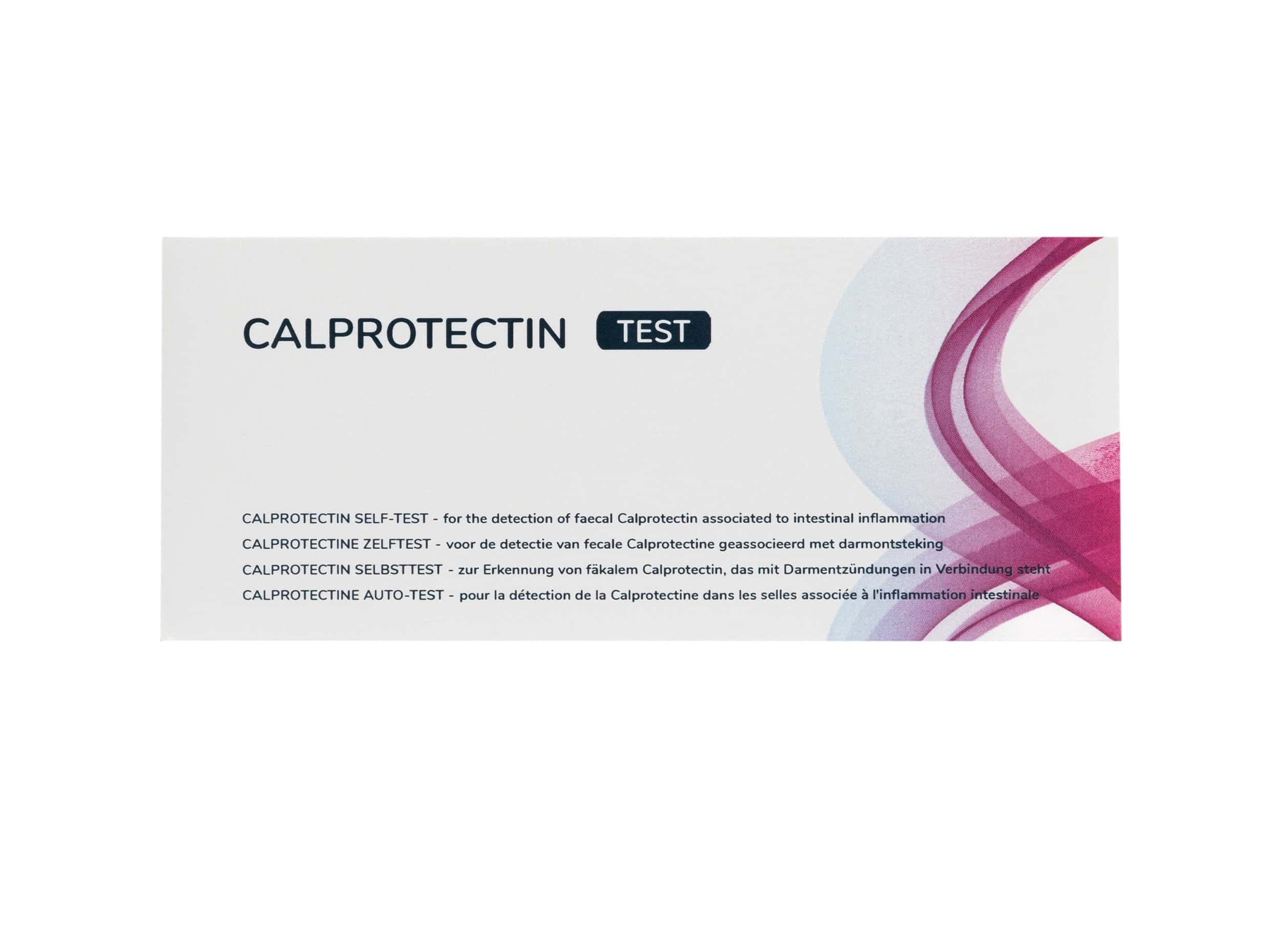 Verpakking van een calprotectine zelftest voor de detectie van darmontstekingen.