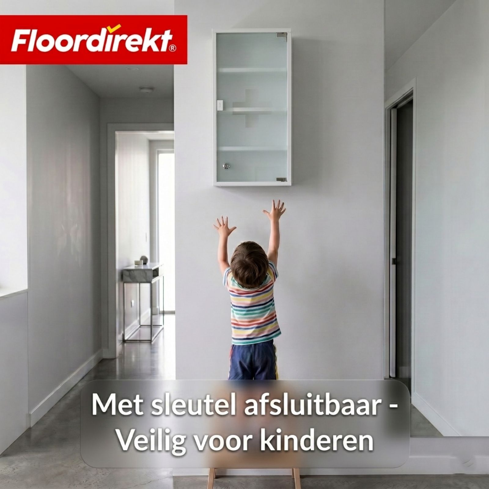 KARAT Medicijnkast Allen - Afsluitbare medicijnkast glazen deur wit 60 x 30 cm 4 vakken