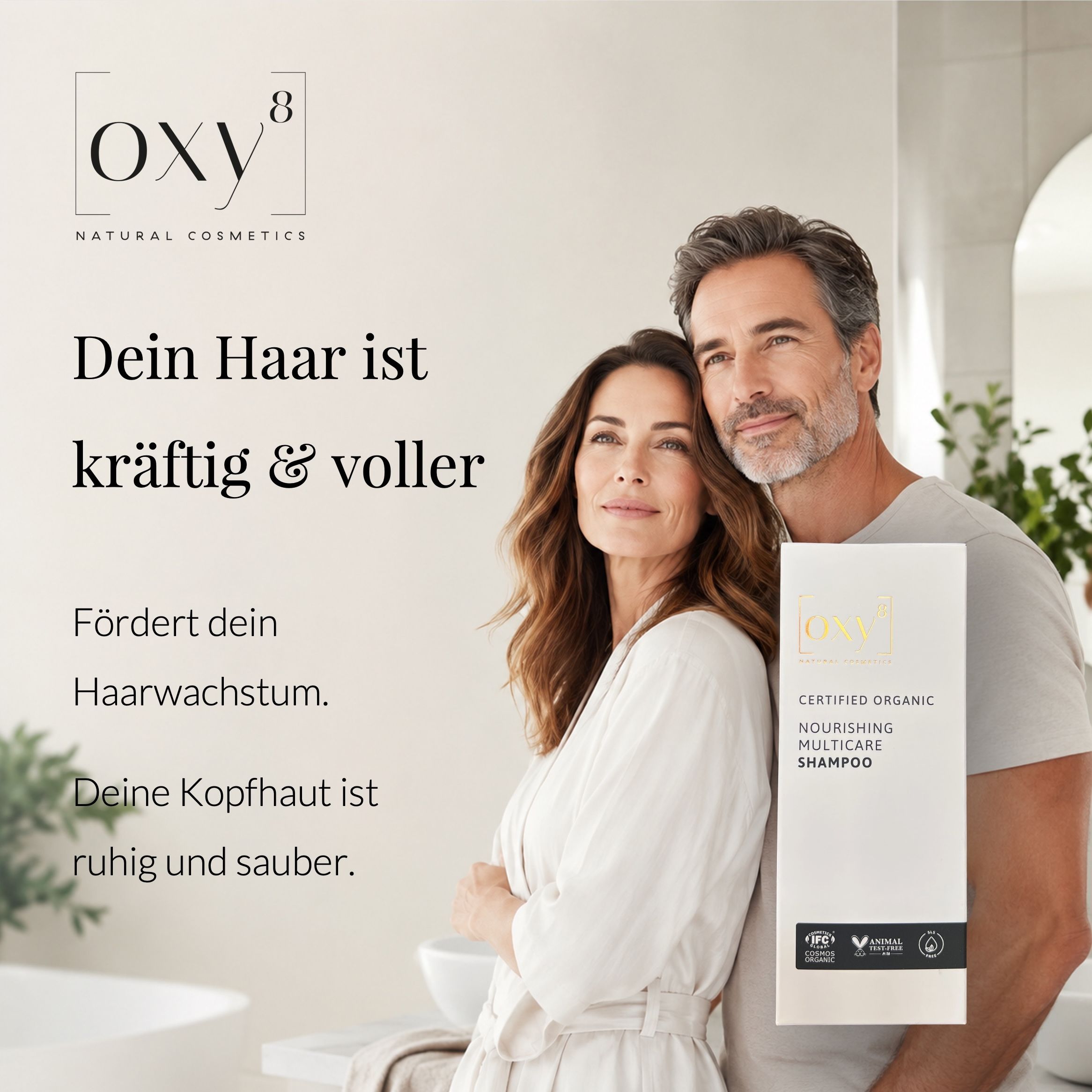 Homme et femme avec emballage OXY8 Hair Care Set