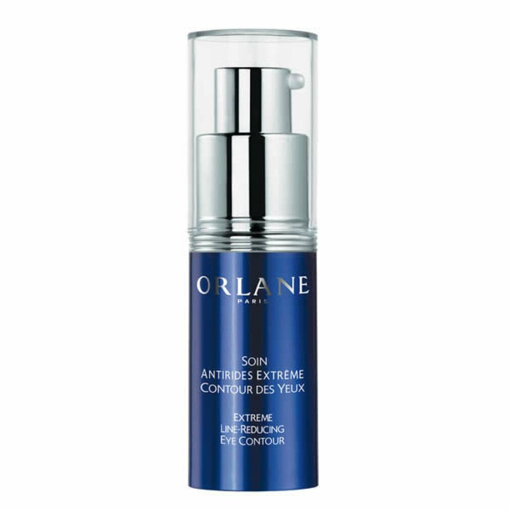 ORLANE PARIS soin pour les yeux, flacon bleu. Inscription: SOIN ANTIRIDES EXTRÊME CONTOUR DES YEUX, EXTREME LINE-REDUCING EYE CONTOUR.