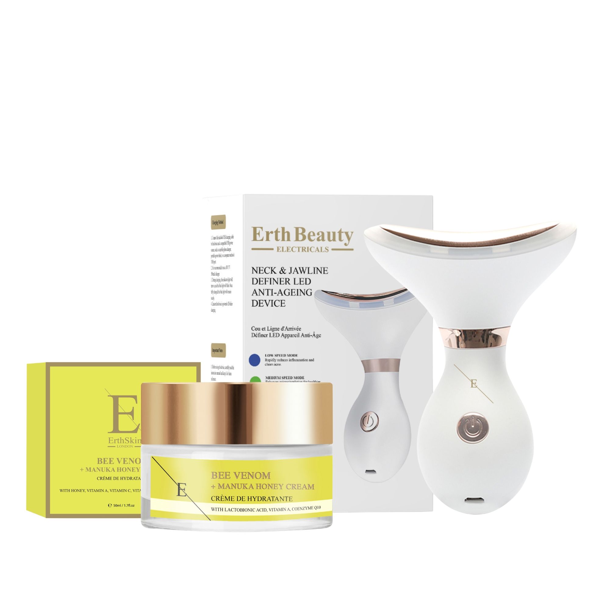 ErthSkin London LED Cou Mâchoire Duo Venin dAbeille Manuka