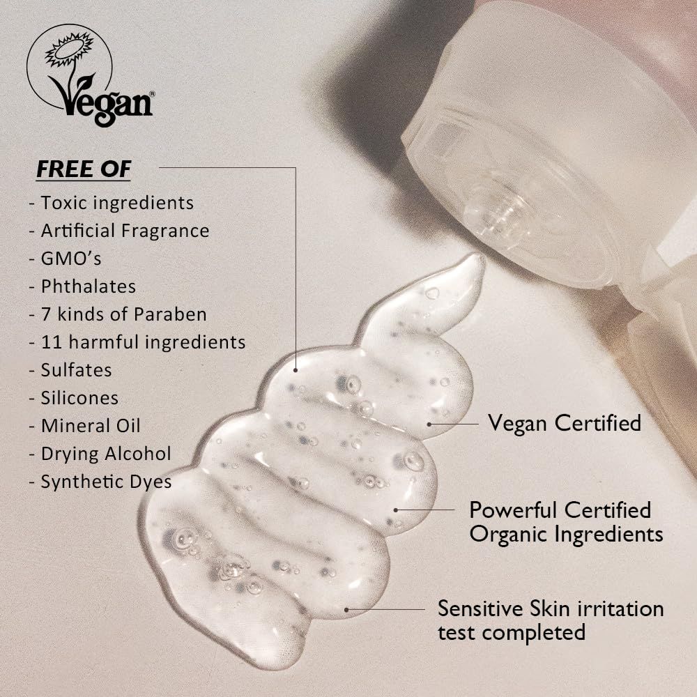 Certification Vegan. Substance gélifiée. Sans ingrédients toxiques. Texte avec informations sur les ingrédients.