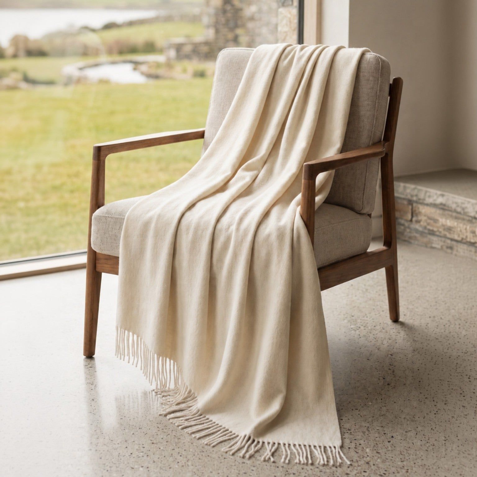 Werpdeken 130x170 cm Cotton Blend Ivoor | Lichtgewicht Deken 250 g/m² voor Bank en Bed