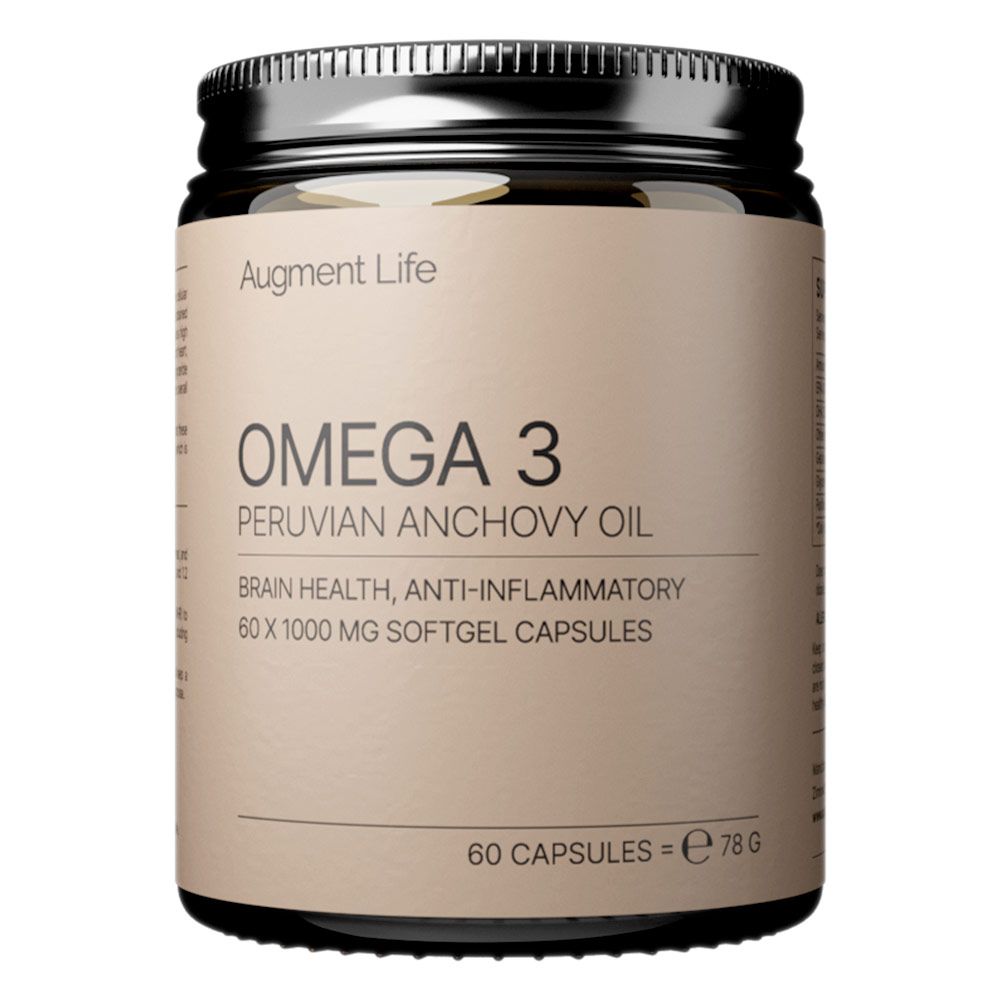 Augment Life Omega 3 uit Peruaanse ansjovisolie. 60 softgels van 1000 mg.