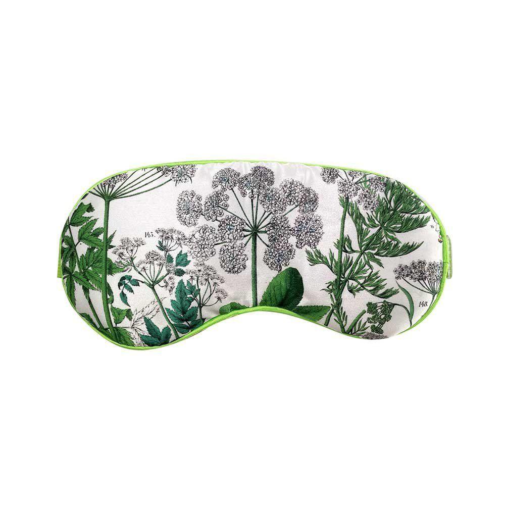 Slaapmasker Hortus Botanicus, bloemenprint, groene rand.