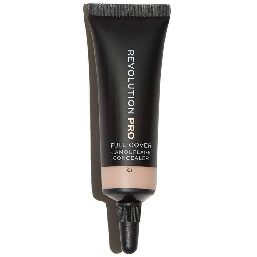Tube noir avec texte REVOLUTION PRO, Full Cover Camouflage Concealer, teinte C1.