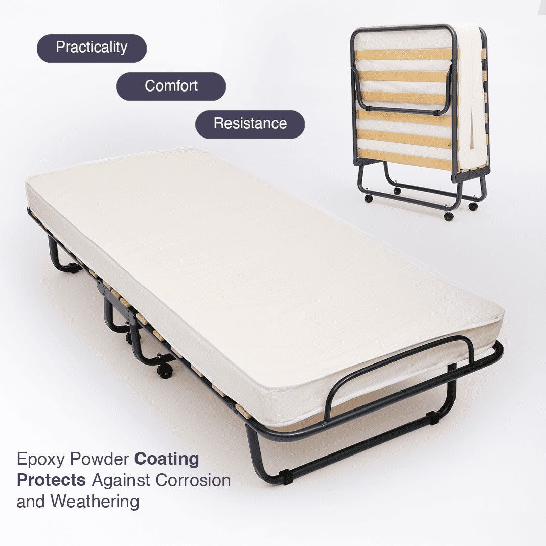 The White Stone Opklapbed met matras 80x190 cm van waterfoam