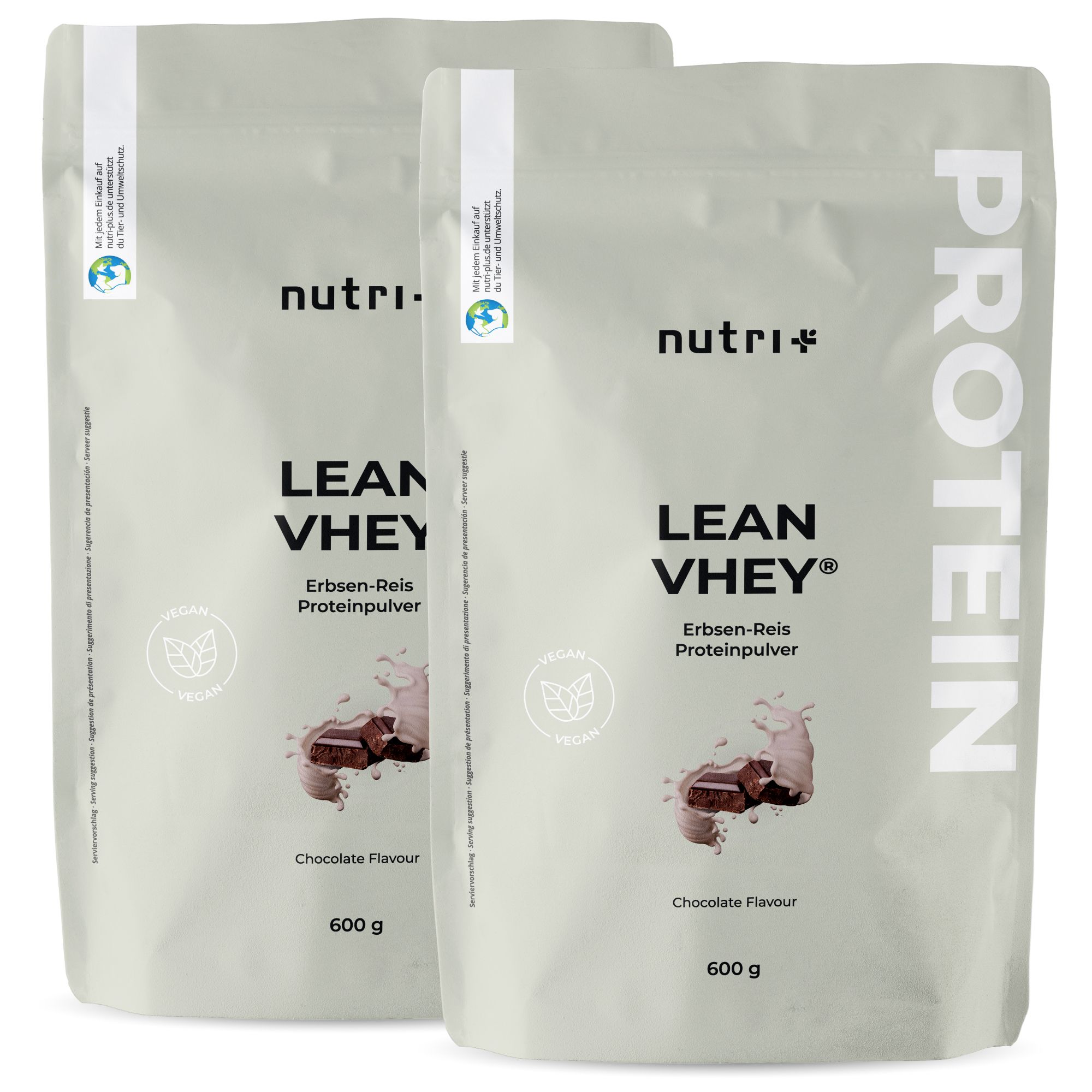 Nutri+ Eiwitpoeder erwten rijst veganistisch - Lean Vhey 2x600g