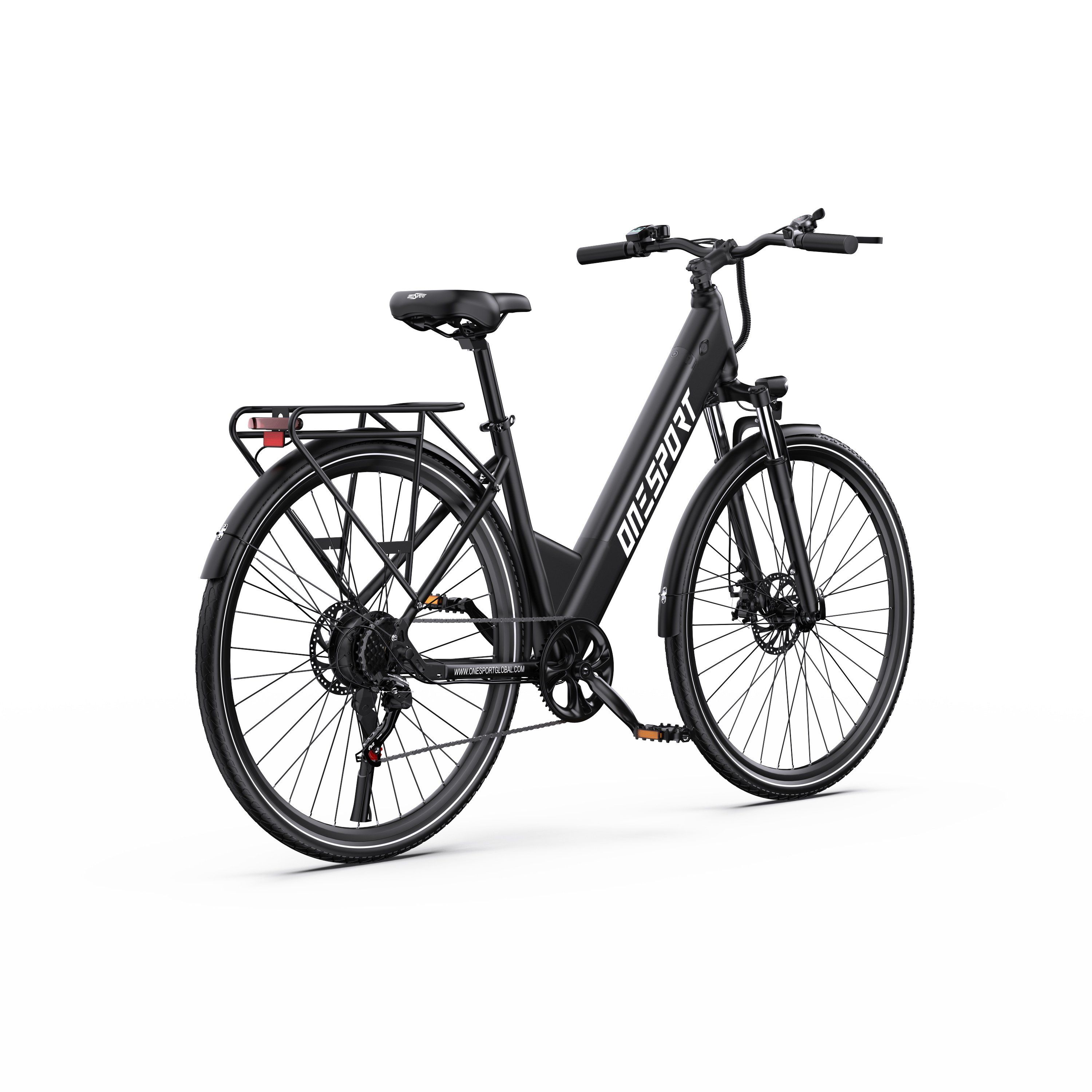 ONESPORT OT12 Vélo électrique urbain 27,5", batterie 36 V 13 Ah, compatible avec une application