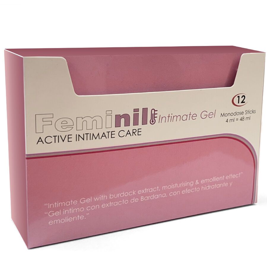 Feminil Intimate Gel, 12 sticks monodose. Gel intime avec extrait de bardane.