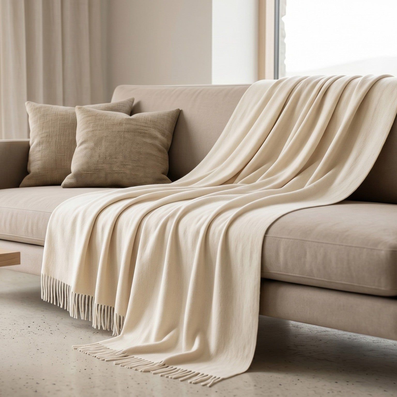 Werpdeken 130x170 cm Cotton Blend Ivoor | Lichtgewicht Deken 250 g/m² voor Bank en Bed
