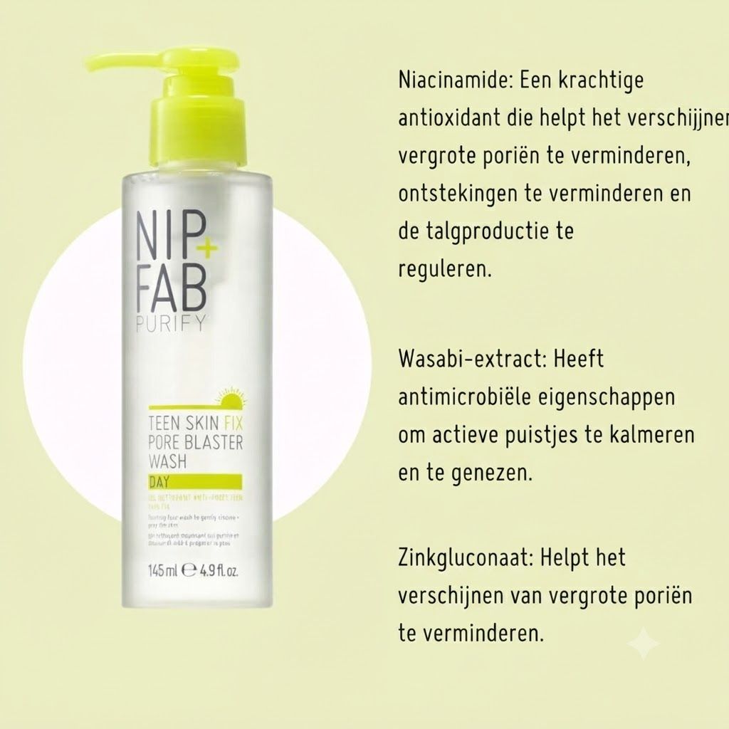 NIP+FAB Purify Teen Skin Fix Pore Blaster Wash Day fles met pompdosering, 145ml.