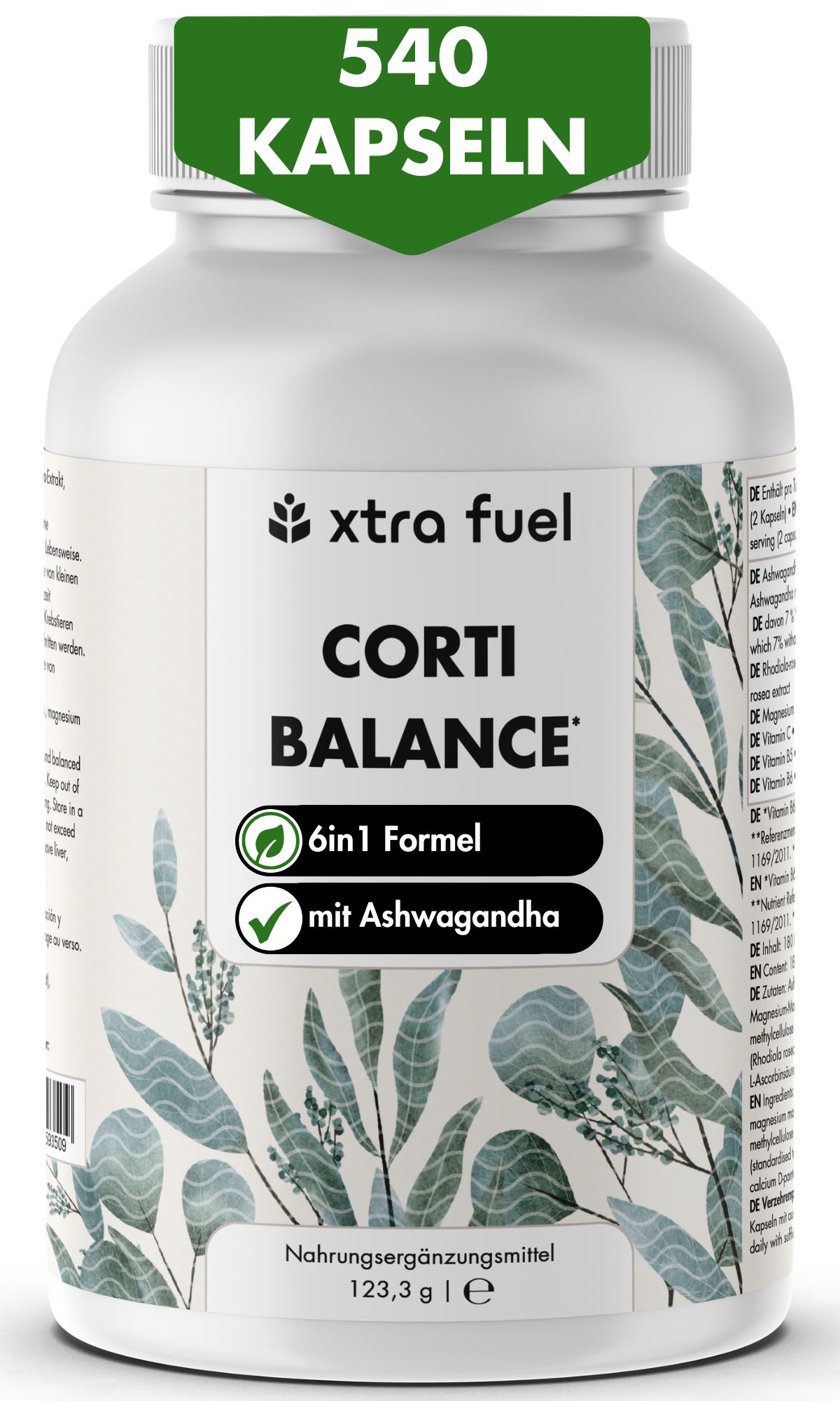 Pot blanc avec capsules XTRA FUEL Corti Balance, 540 pièces.