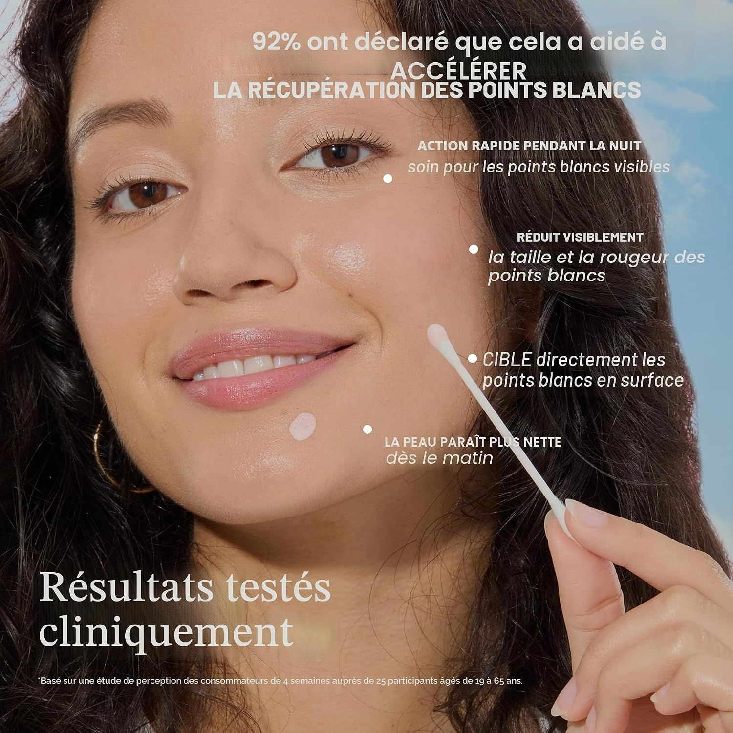 Femme avec des points de Drying Lotion appliqués.