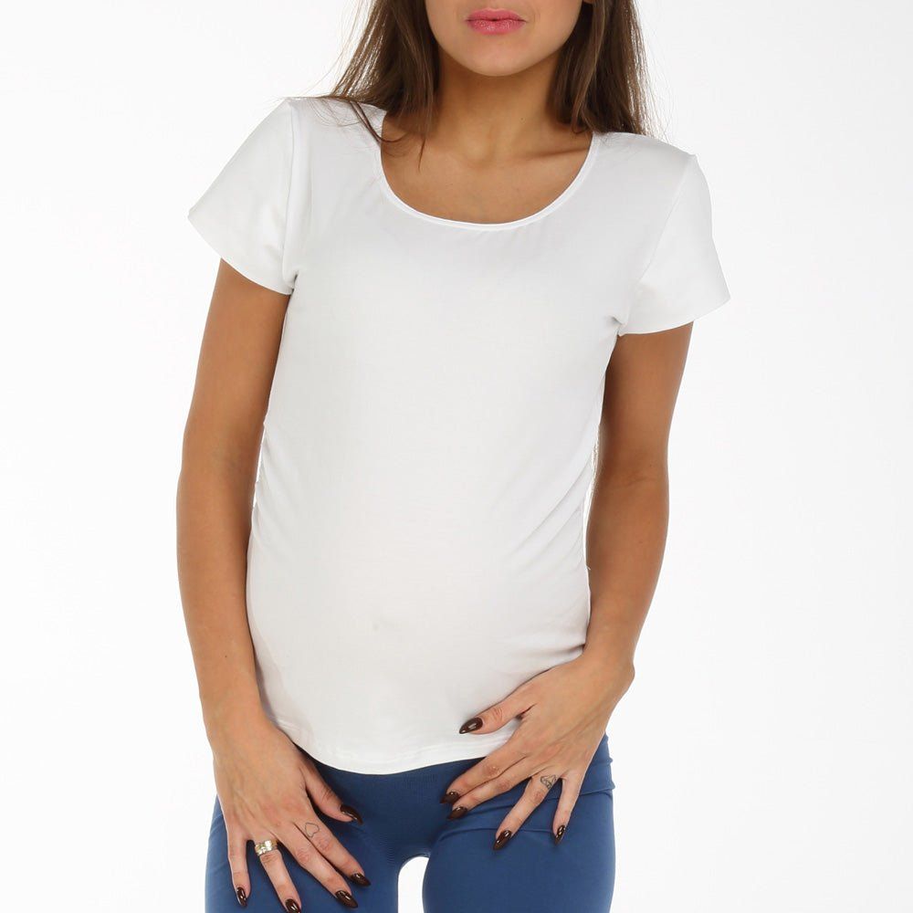 MYSANITY T-shirt de grossesse en modal élastique, blanc