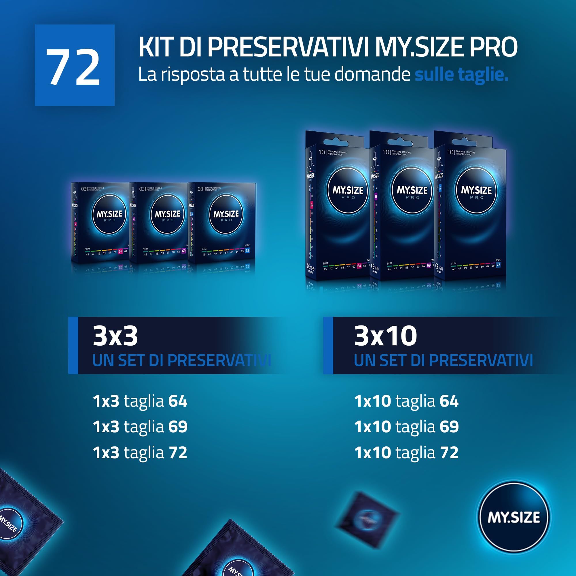 My.Size PRO condoomverpakking, 10 stuks, maat 72mm.