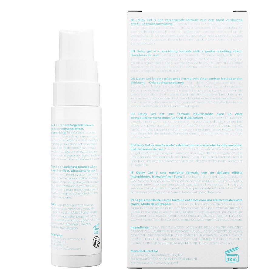 ViaGel Men fles en verpakking. De productnaam en informatie staan in meerdere talen op de verpakking.