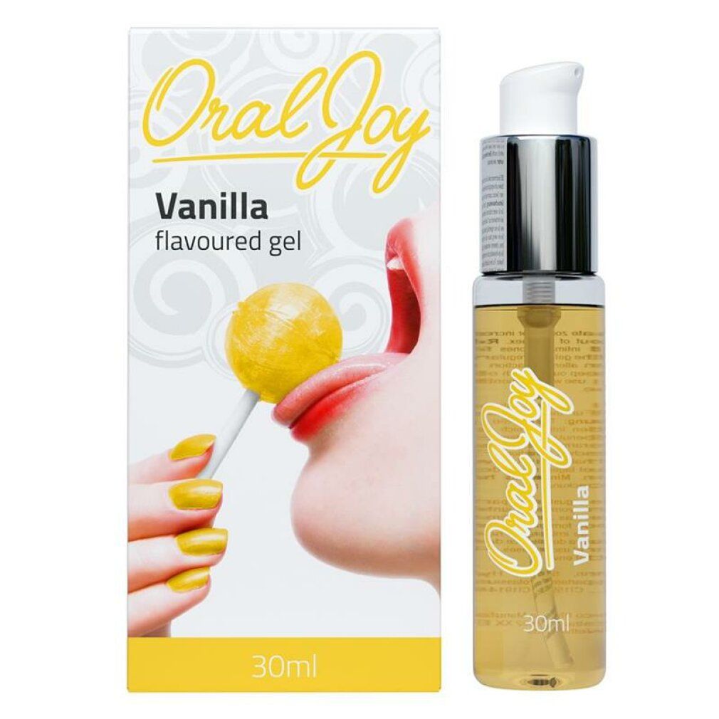 Cobeco Oral Joy Vanilla: Smaakgel in 30ml fles met pompdispenser en doosje.