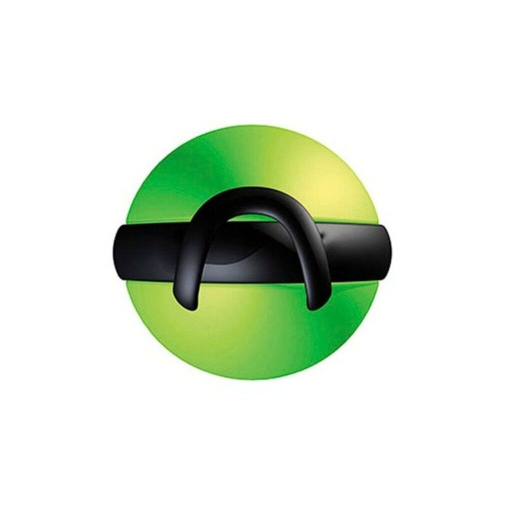 Balle de massage verte avec poignée noire.