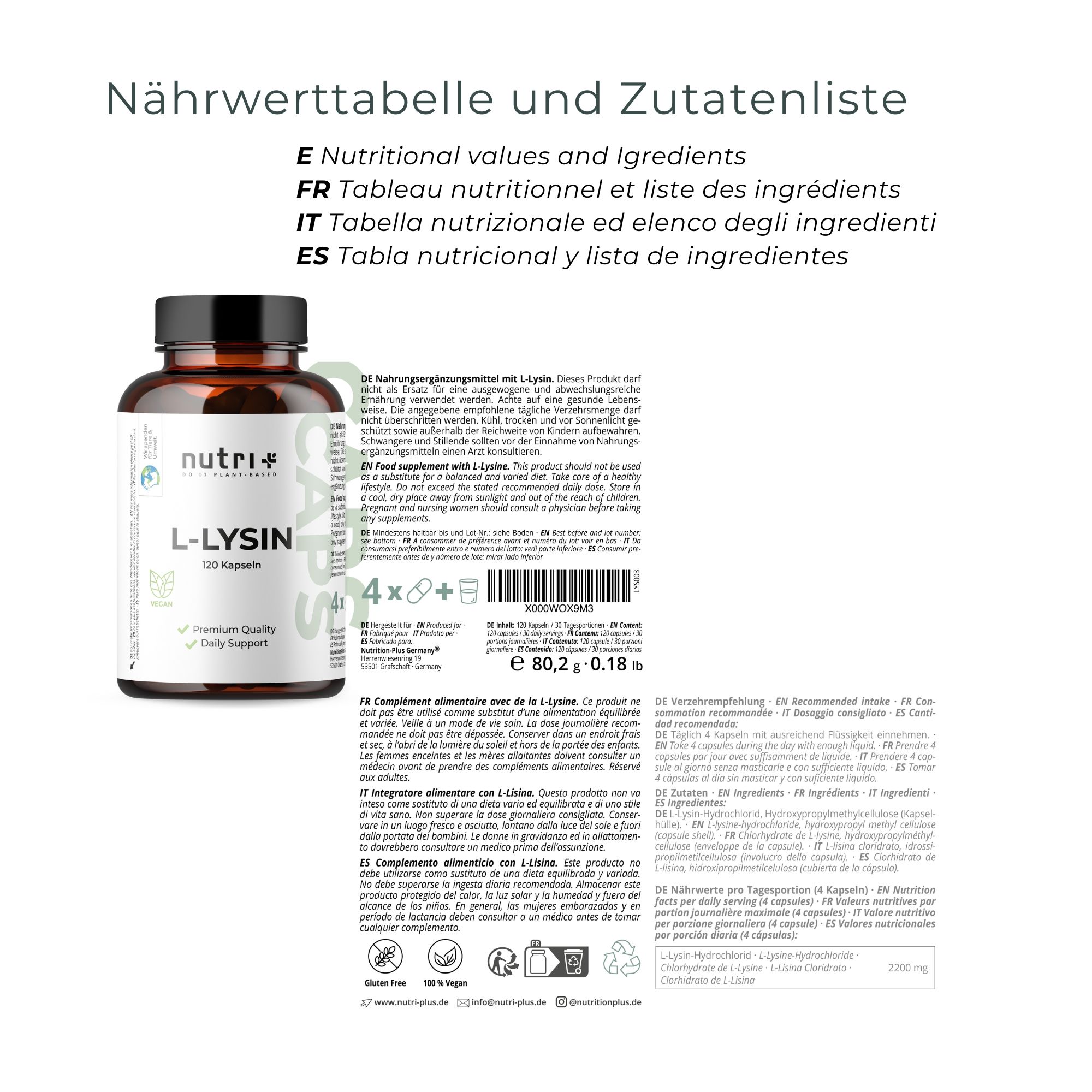 nutri+ L-Lysine Capsules