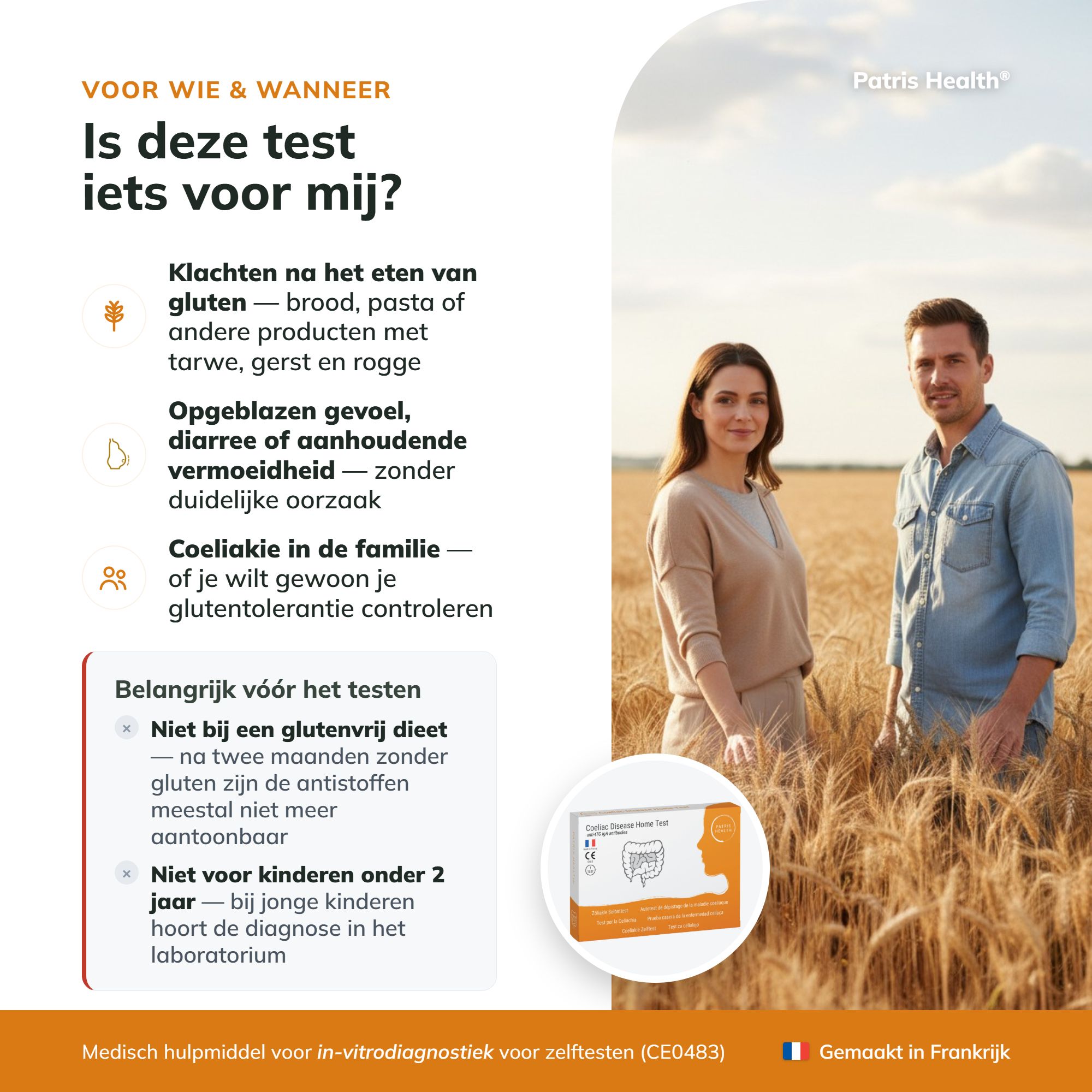 Nederlandse pagina: Waarom gluten een probleem kan zijn en de Zelf-test Coeliakie.
