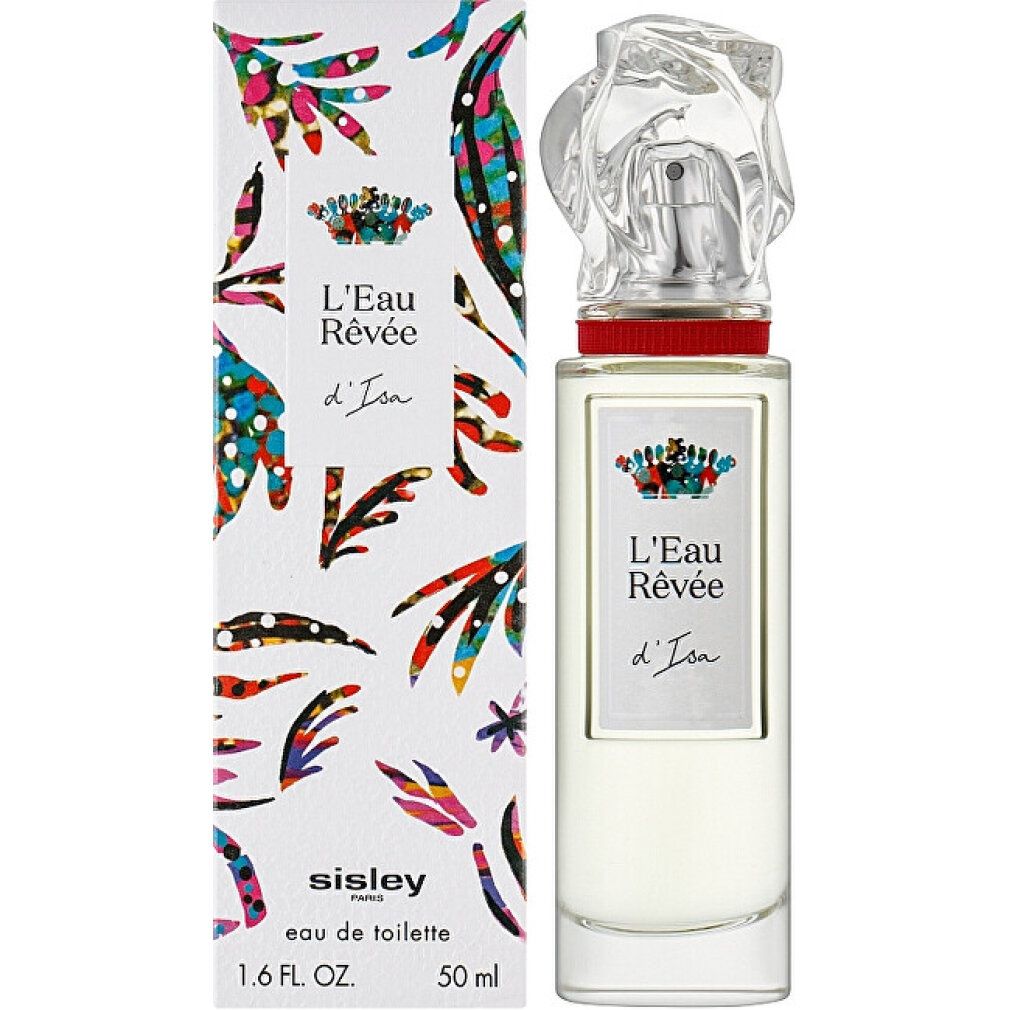 Flacon et boîte Sisley L'Eau Rêvée d'Isa Eau de Toilette avec motif coloré.