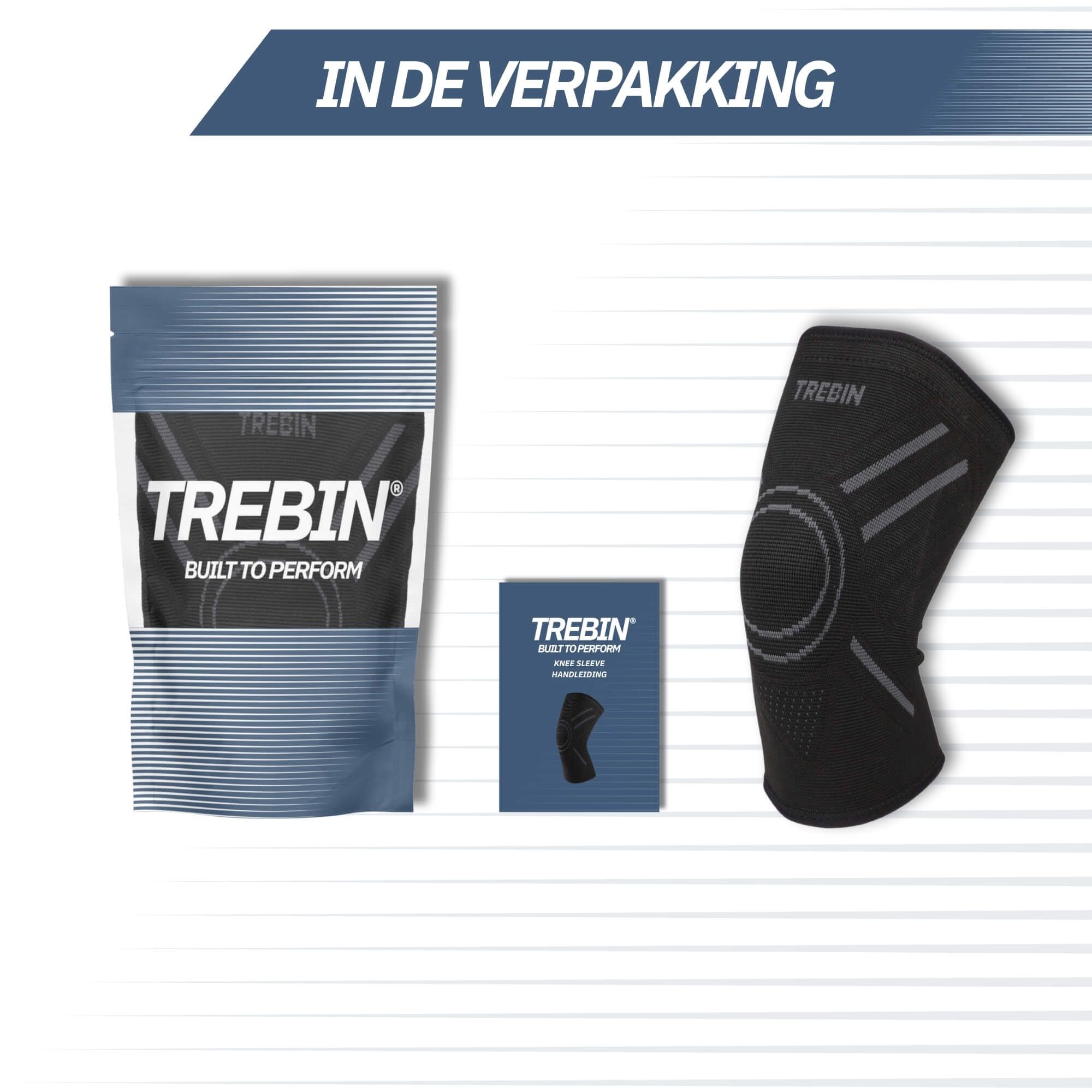 Verpakking en kniebrace van het merk Trebin.
