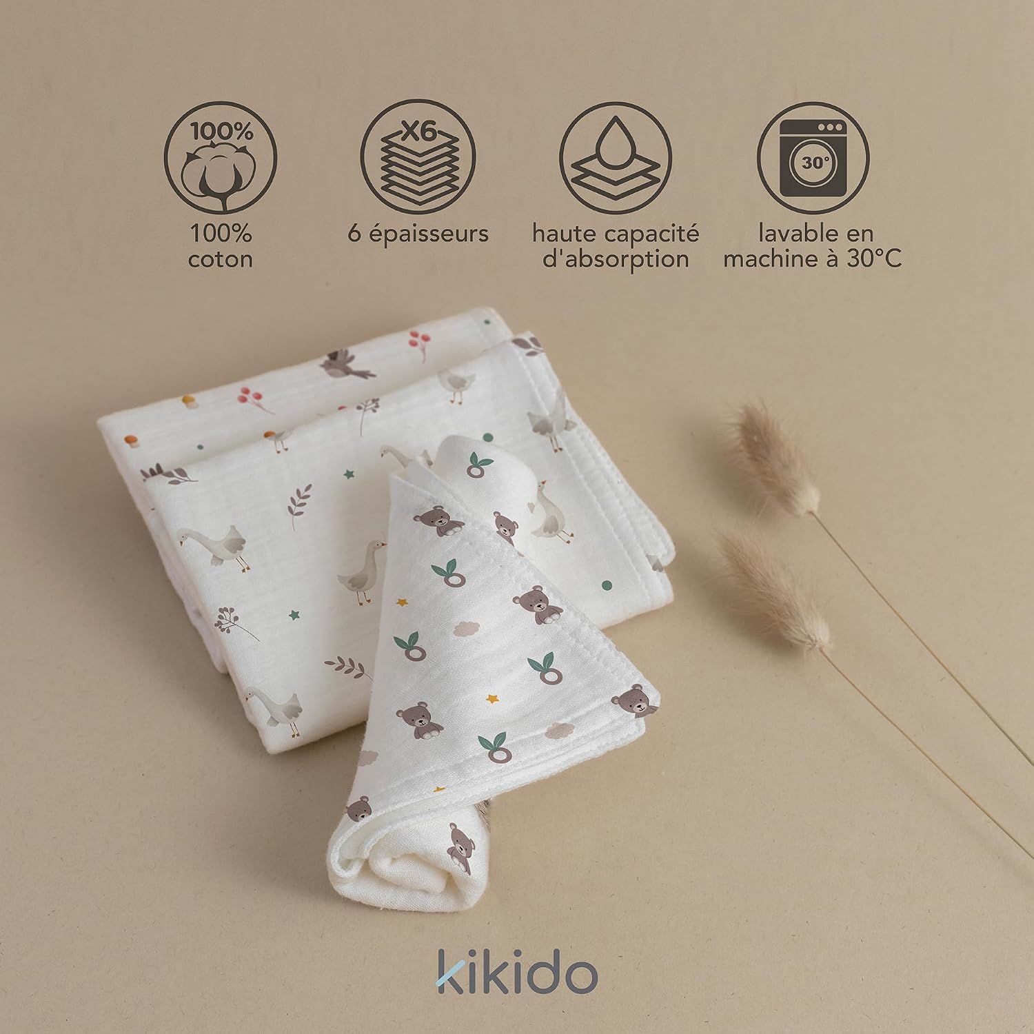 Kikido 5 Langes Bébé 100% Coton