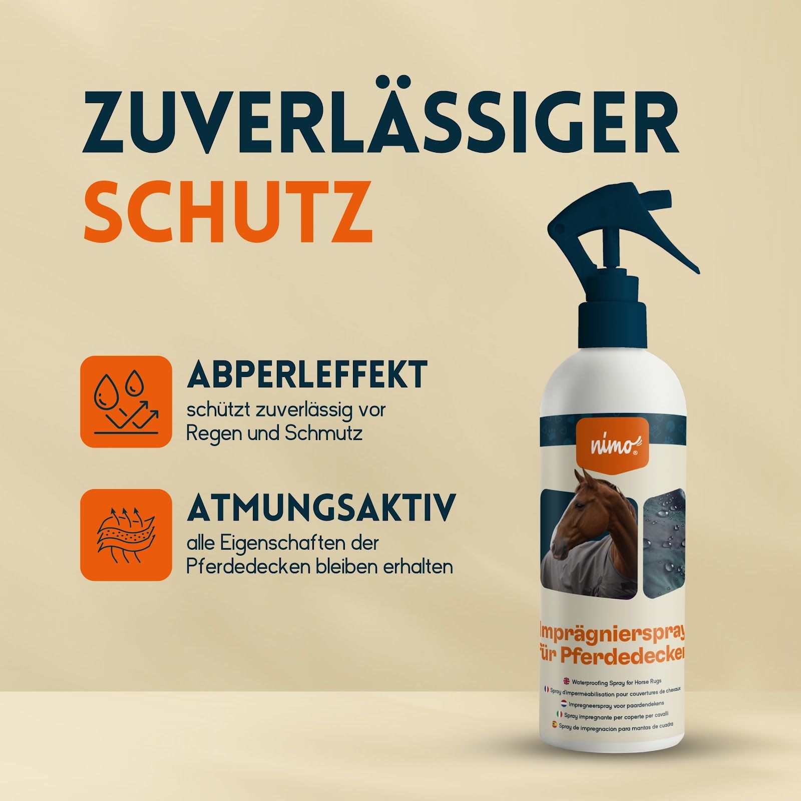 nimo® impregneerspray voor paardendekens • afdichtmiddel om te beschermen tegen vocht & vuil