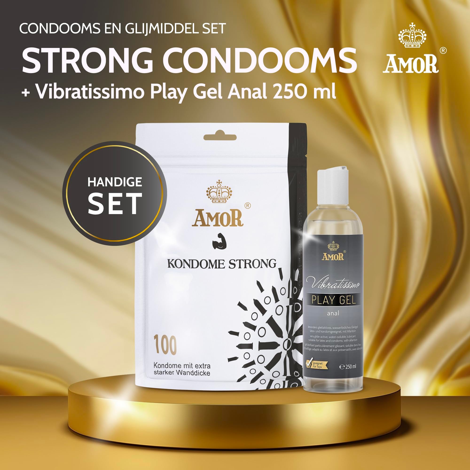 AMOR Strong Condooms + PlayGel Natural Set