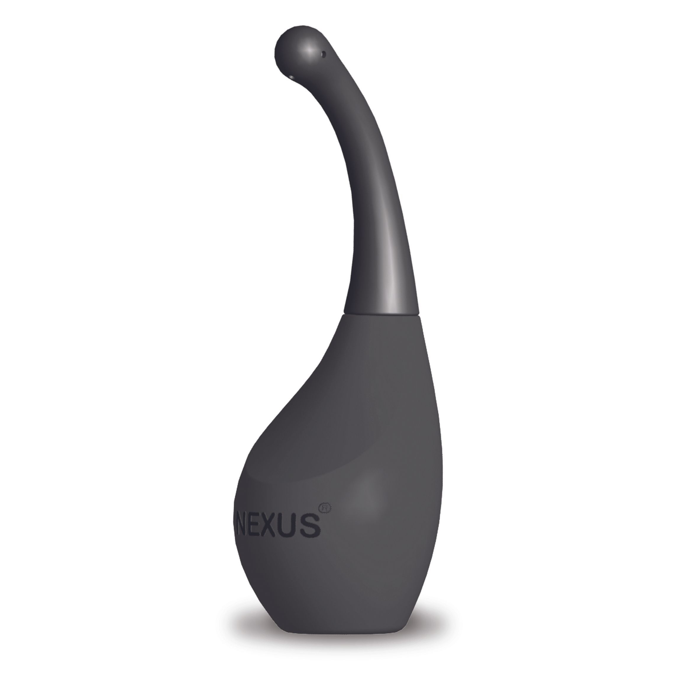 Produit gris ergonomique avec col incurvé et embout arrondi. Le mot "NEXUS" est visible sur la base.