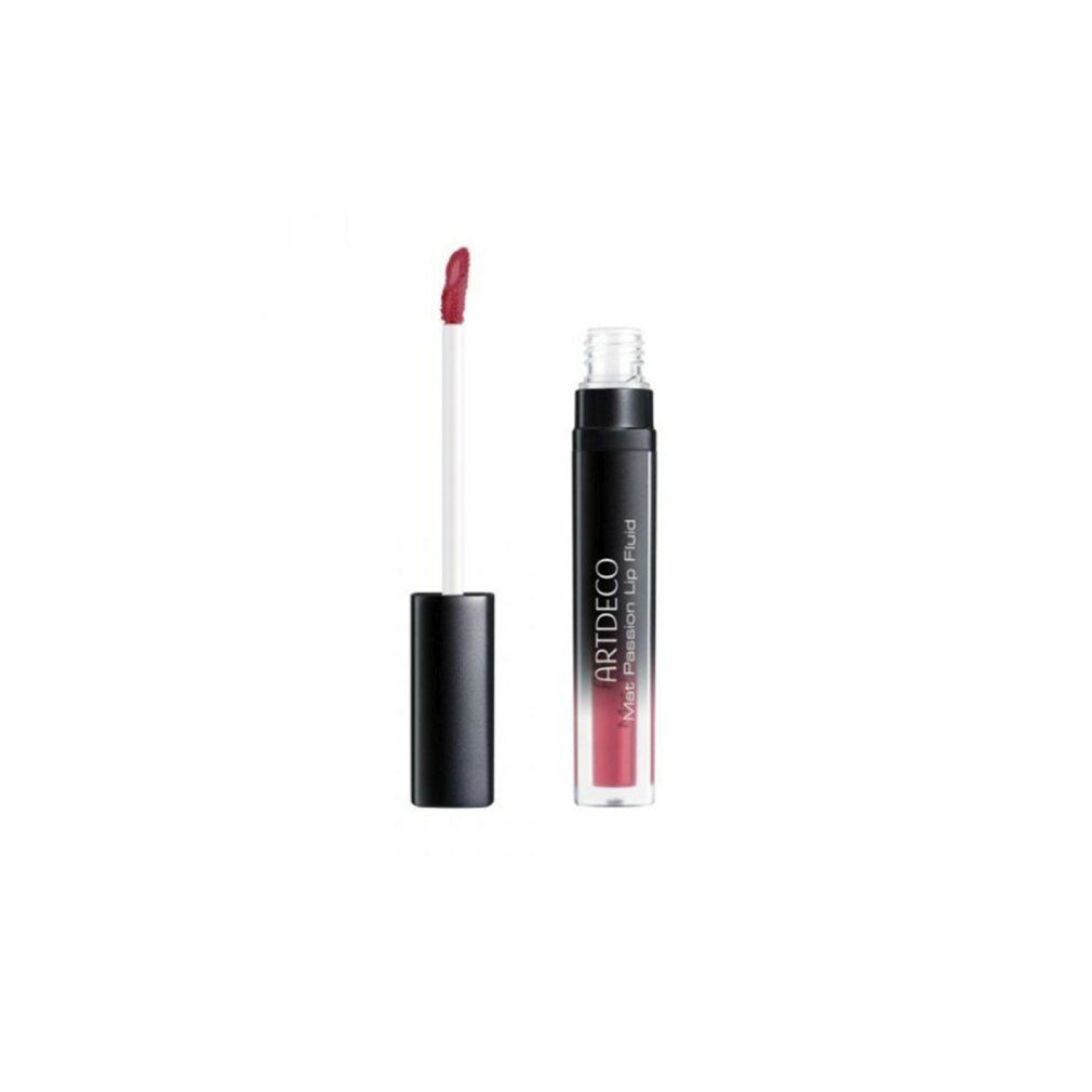 Artdeco Mat Passion Lip Fluid. Flacon noir avec contenu rouge. Applicateur à pointe rouge. Nom du produit visible.