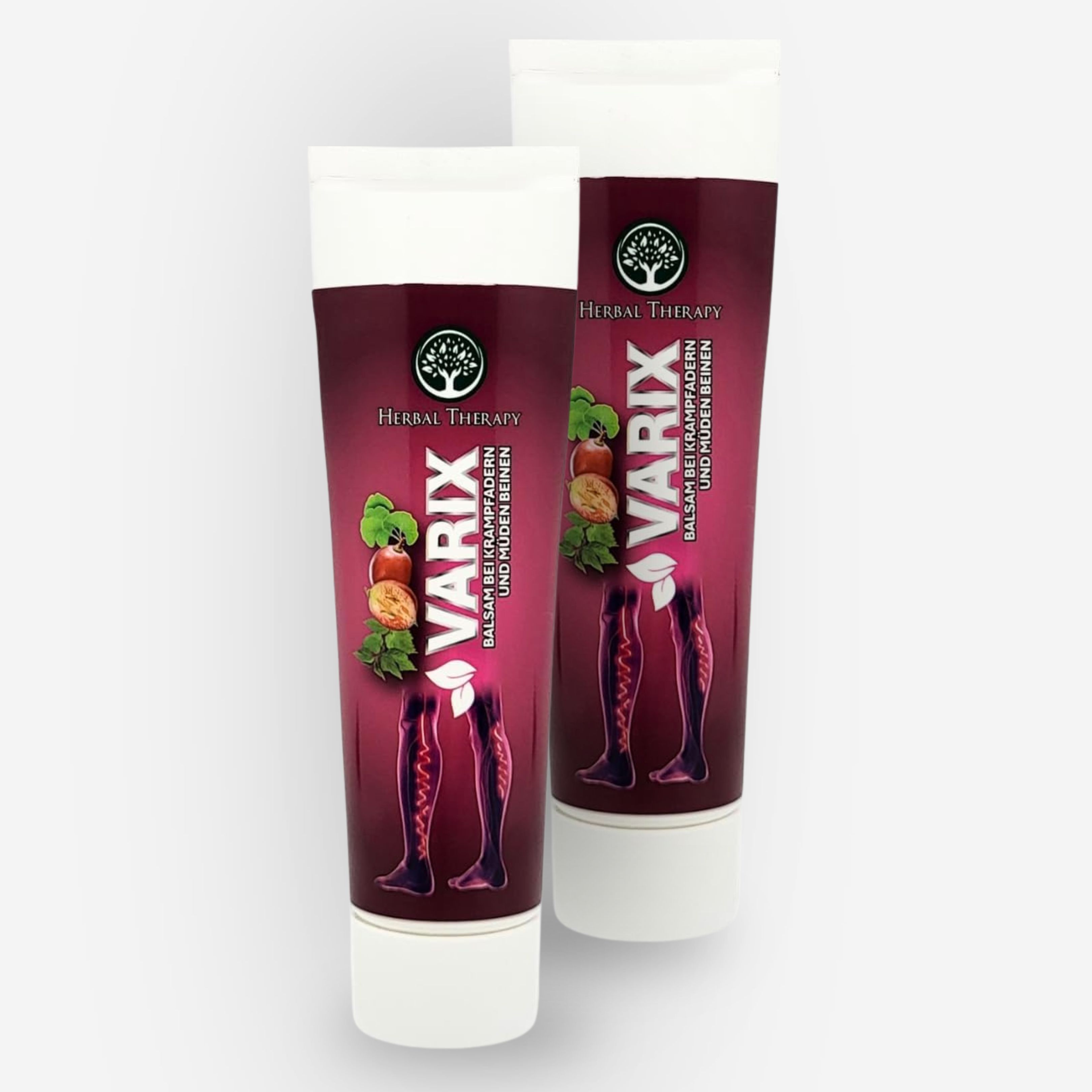 Deux tubes de baume VARIX avec bouchon à vis blanc.
