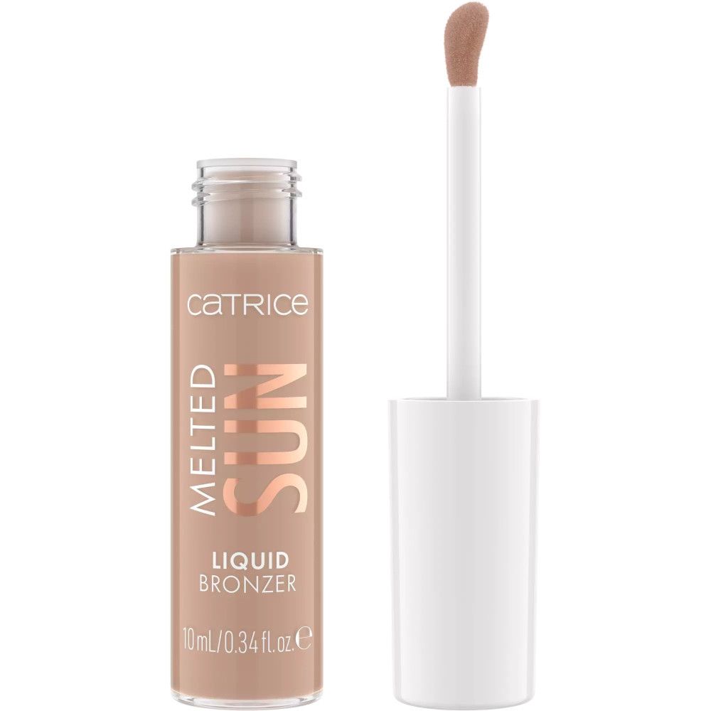 Bronzer liquide en flacon avec applicateur. Inscription: Melted Sun, Liquid Bronzer, Catrice. 10 ml.