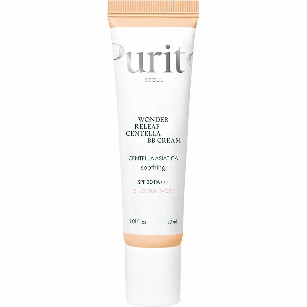 Tube BB-crème. Wit, met tekst. Tint: Neutraal ivoor. Bevat Centella Asiatica en SPF 30 PA+++.
