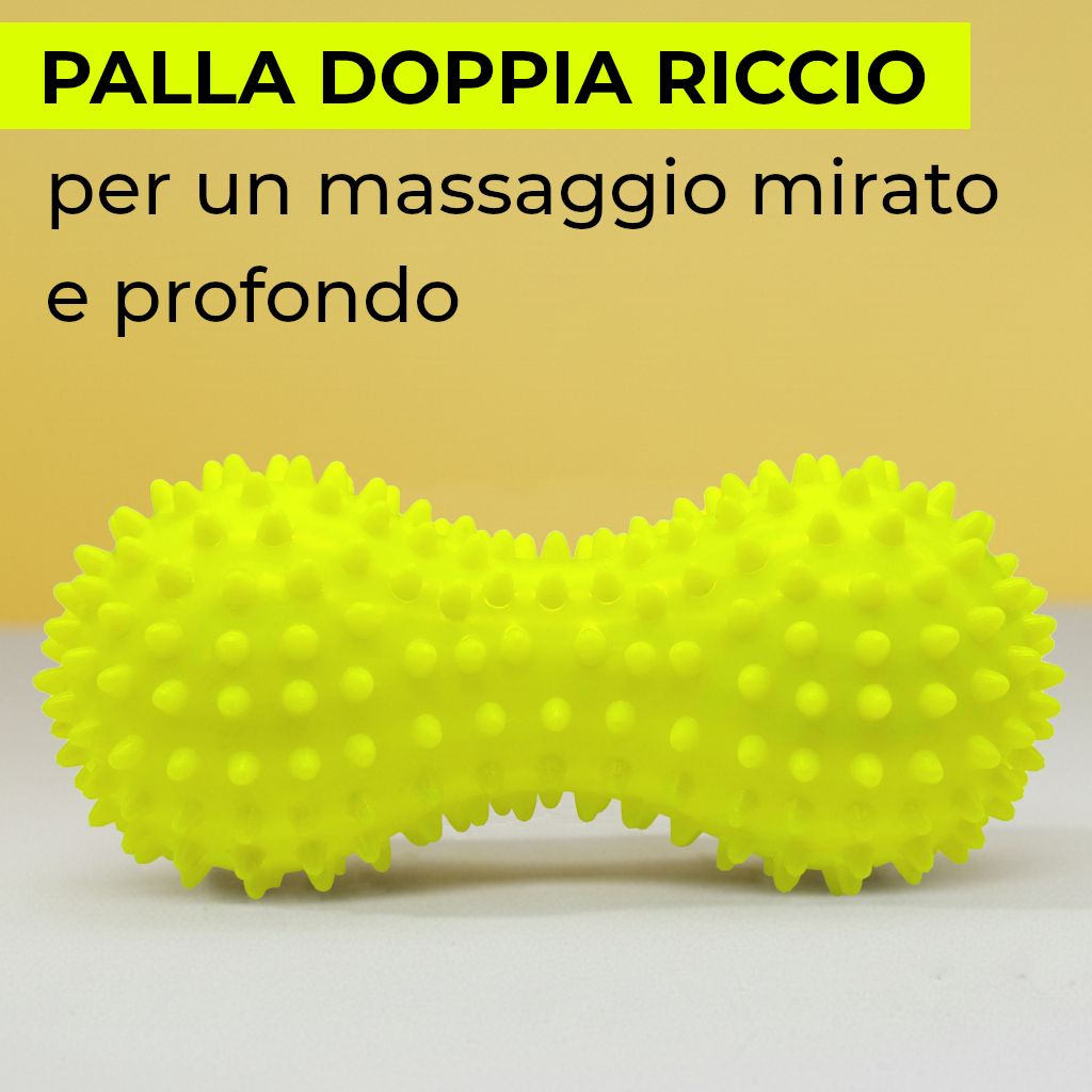 Balle hérissée jaune pour un massage ciblé et profond des pieds.