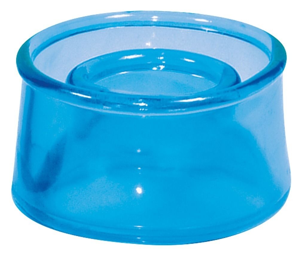 Manchon bleu pour pompe à pénis, en matériau souple, avec une ouverture circulaire.